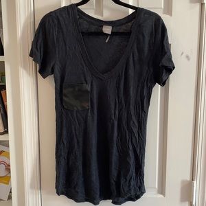 Bobi Leather Pocket Vneck